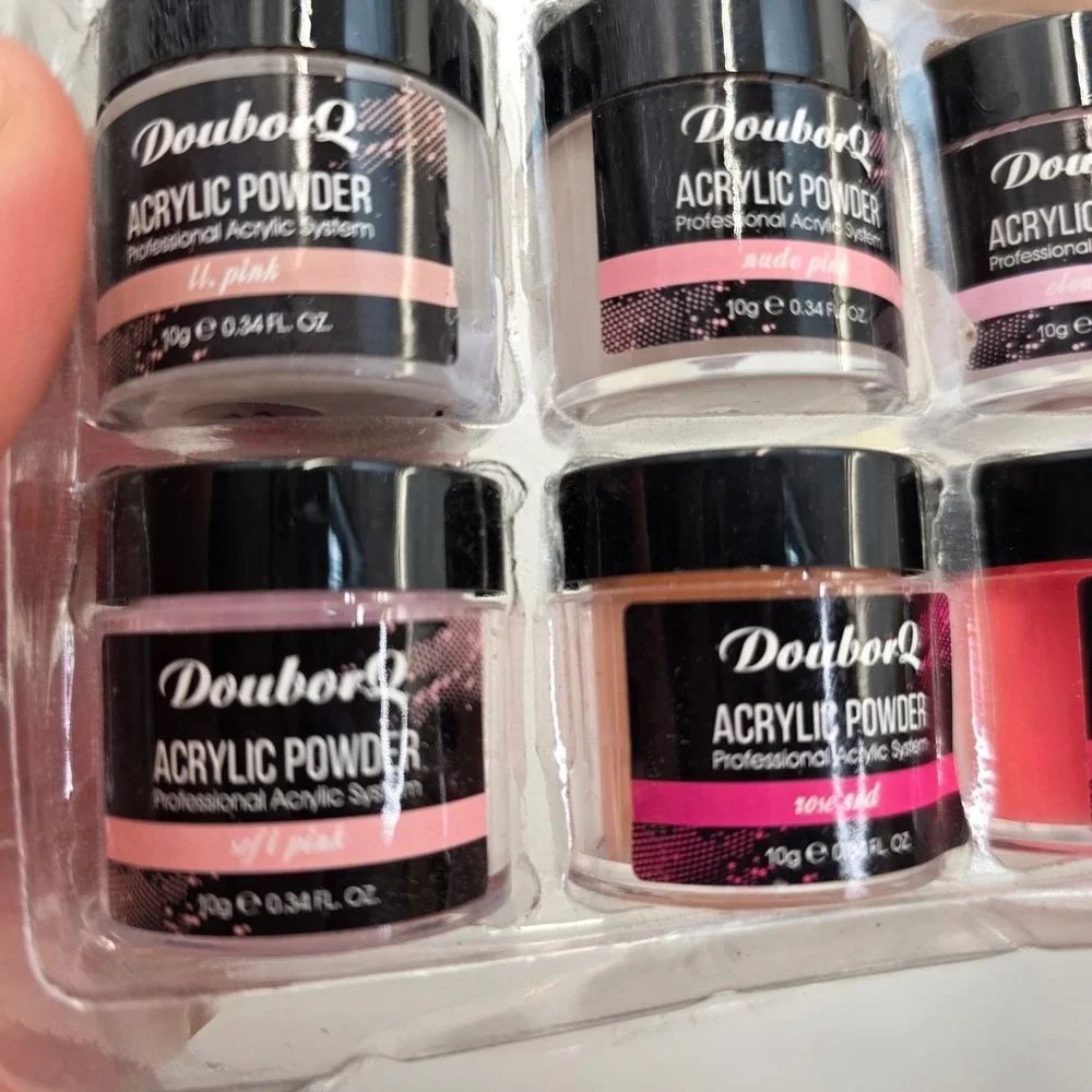 DouborQ Acrylic Nail Kit 12 Color Powder Electric Drill Tips French Tool Set